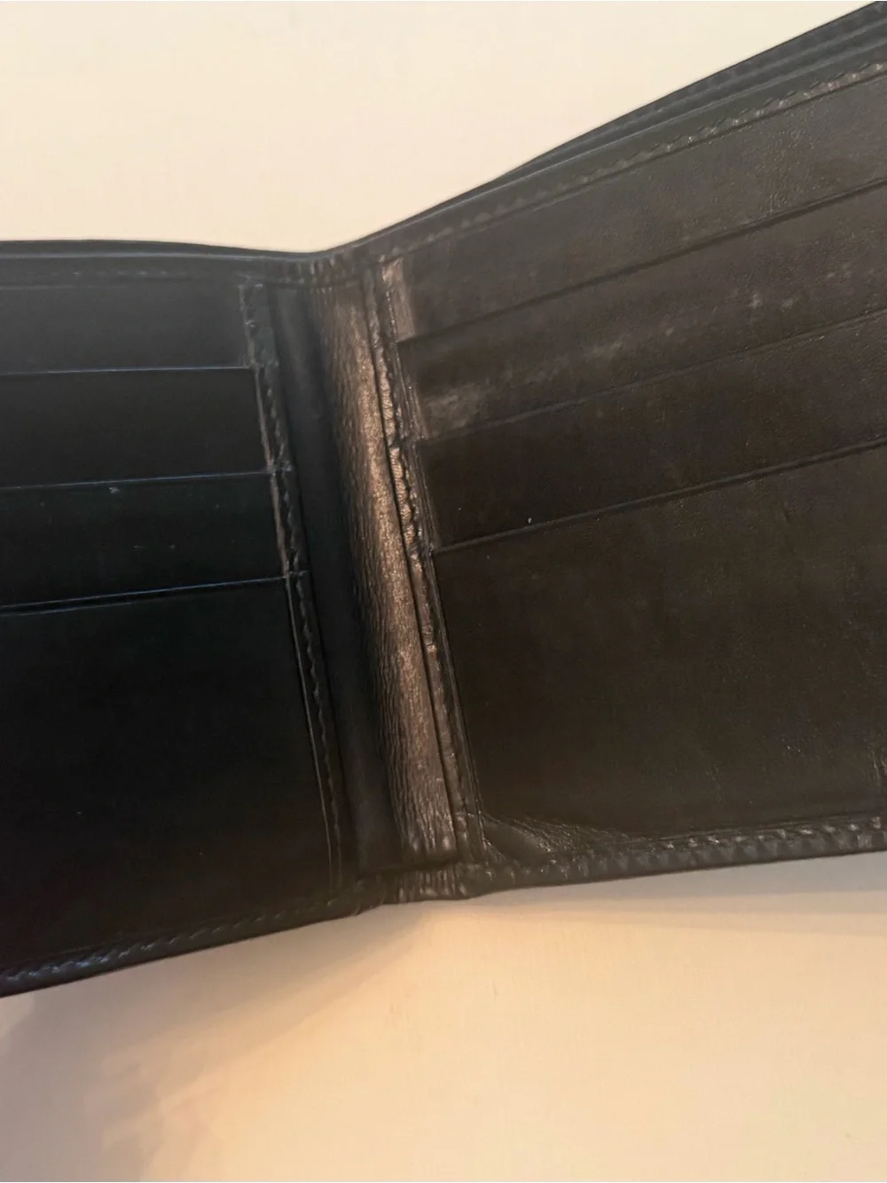 Gucci Black Leather Wallet with Gold Corner Accents
